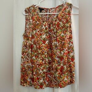 Talbots Orange Yellow and Green Floral Sleeveless Top Size 6P